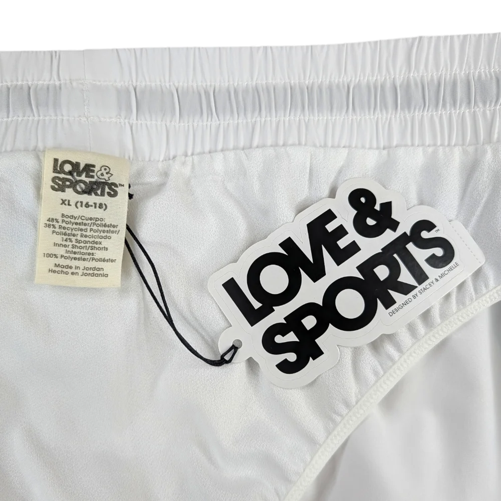 Love & Sports XL Running Shorts White Green Womens Retro Brief Liner Quick Dry - Picture 9 of 11